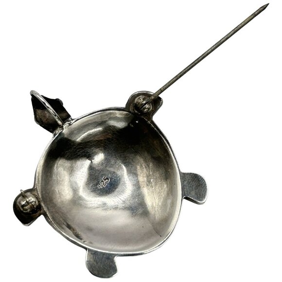 Vintage 925 Sterling Silver and Abalone Turtle Shell Pendant Brooch Pin - Picture 5 of 5